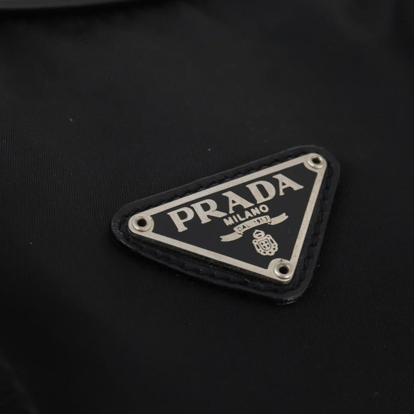 PRADA Boston Bag Nylon 2-weg Zwart Zilver Auth 178374