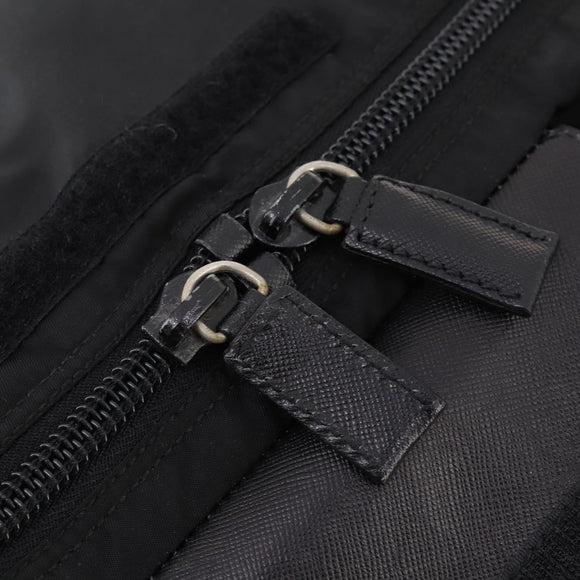 PRADA Boston Bag Nylon 2-weg Zwart Zilver Auth 178374