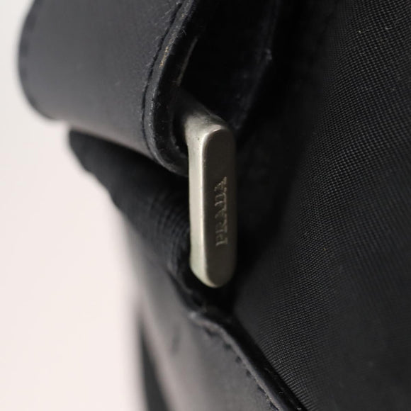 PRADA Boston Bag Nylon 2-weg Zwart Zilver Auth 178374