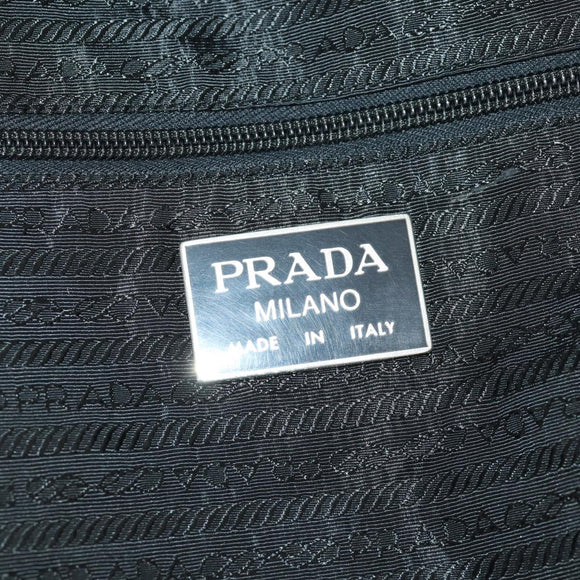 PRADA Boston Bag Nylon 2-weg Zwart Zilver Auth 178374