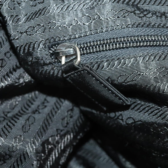 PRADA Boston Bag Nylon 2-weg Zwart Zilver Auth 178374