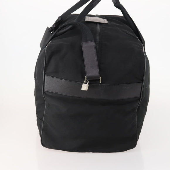 PRADA Boston Bag Nylon 2-weg Zwart Zilver Auth 178374
