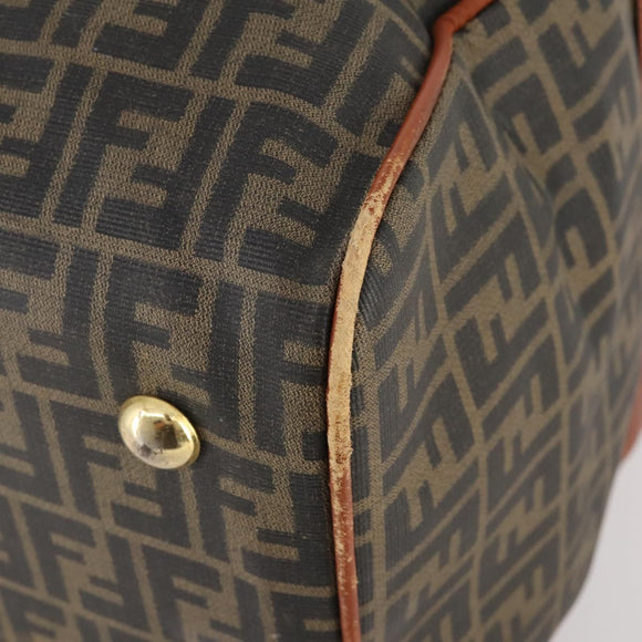 FENDI Zucca Canvas Boston Tasche PVC Schwarz Braun Auth 178375