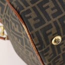 FENDI Zucca Canvas Boston Tasche PVC Schwarz Braun Auth 178375-16