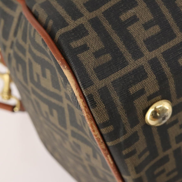 FENDI Zucca Canvas Boston Tasche PVC Schwarz Braun Auth 178375