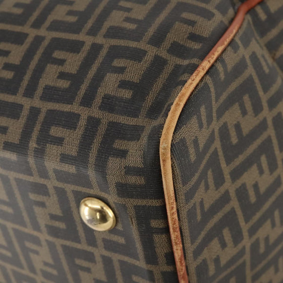 FENDI Zucca Canvas Boston Tasche PVC Schwarz Braun Auth 178375