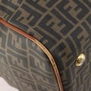 FENDI Zucca Canvas Boston Tasche PVC Schwarz Braun Auth 178375-18