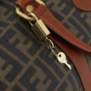 FENDI Zucca Canvas Boston Tasche PVC Schwarz Braun Auth 178375-21