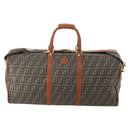FENDI Zucca Canvas Boston Tasche PVC Schwarz Braun Auth 178375-13