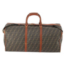 FENDI Zucca Canvas Boston Tasche PVC Schwarz Braun Auth 178375-2