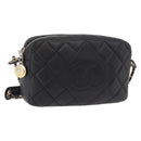 CHANEL Matelasse Chain Shoulder Bag Lamb Skin Black Gold CC Auth 178381A-1