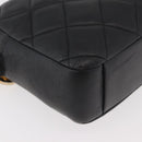 CHANEL Matelasse Chain Shoulder Bag Lamb Skin Black Gold CC Auth 178381A-10