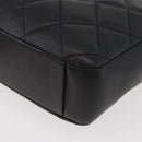 CHANEL Matelasse Chain Shoulder Bag Lamb Skin Black Gold CC Auth 178381A-11