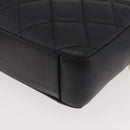 CHANEL Matelasse Chain Shoulder Bag Lamb Skin Black Gold CC Auth 178381A-13