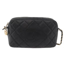 CHANEL Matelasse Chain Shoulder Bag Lamb Skin Black Gold CC Auth 178381A-2