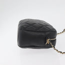 CHANEL Matelasse Chain Shoulder Bag Lamb Skin Black Gold CC Auth 178381A-4