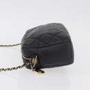 CHANEL Matelasse Chain Shoulder Bag Lamb Skin Black Gold CC Auth 178381A-5