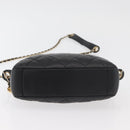 CHANEL Matelasse Chain Shoulder Bag Lamb Skin Black Gold CC Auth 178381A-9