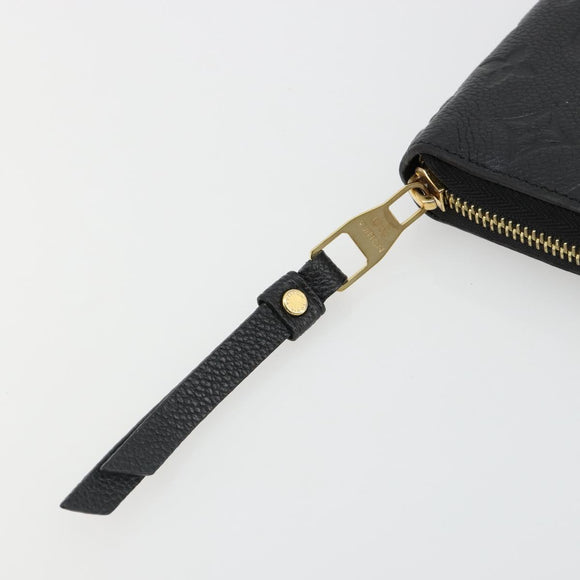 LOUIS VUITTON Monogram Empreinte Zippy Wallet Black M61864 LV Auth 178382A