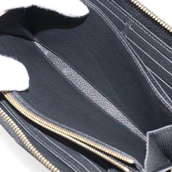 LOUIS VUITTON Monogram Empreinte Zippy Wallet Black M61864 LV Auth 178382A