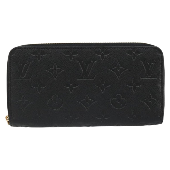 LOUIS VUITTON Monogram Empreinte Zippy Wallet Black M61864 LV Auth 178382A