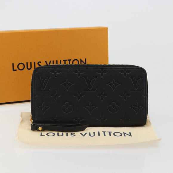 LOUIS VUITTON Monogram Empreinte Zippy Wallet Black M61864 LV Auth 178382A