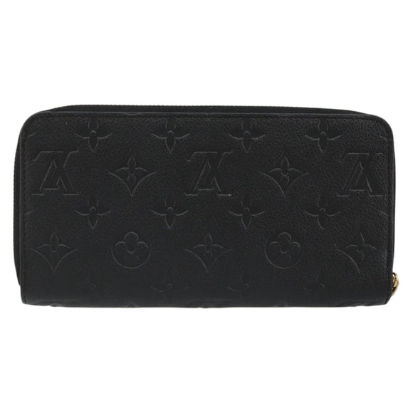 LOUIS VUITTON Monogram Empreinte Zippy Wallet Black M61864 LV Auth 178382A