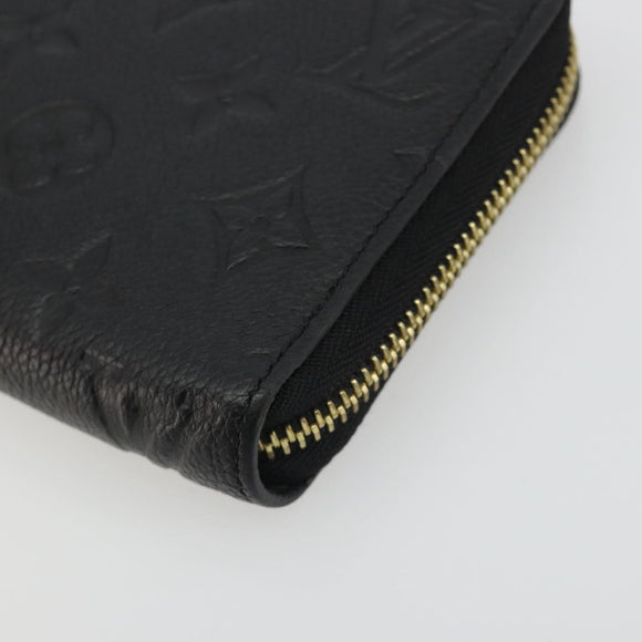 LOUIS VUITTON Monogram Empreinte Zippy Wallet Black M61864 LV Auth 178382A