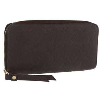 LOUIS VUITTON Monogram Empreinte Zippy Wallet Dark Brown M60548 LV Auth 178383A