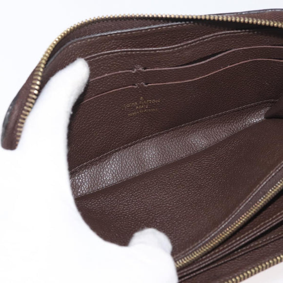 LOUIS VUITTON Monogram Empreinte Zippy Wallet Dark Brown M60548 LV Auth 178383A