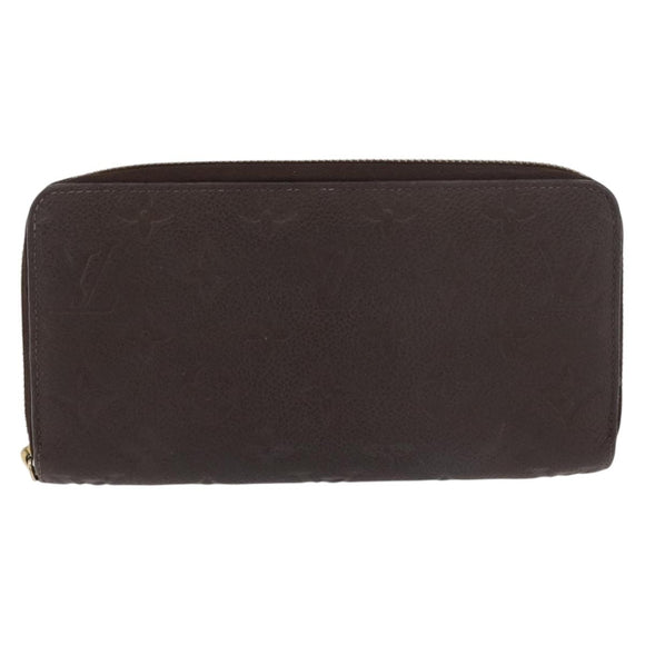 LOUIS VUITTON Monogram Empreinte Zippy Wallet Dark Brown M60548 LV Auth 178383A