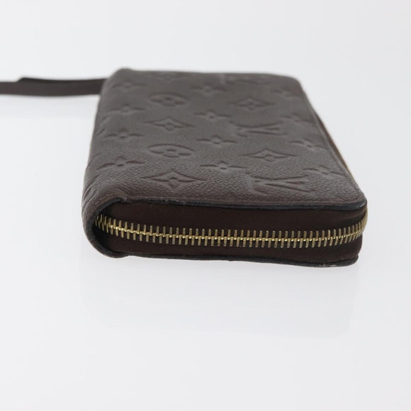 LOUIS VUITTON Monogram Empreinte Zippy Wallet Dark Brown M60548 LV Auth 178383A