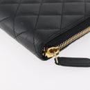 CHANEL Matelasse Long Wallet Lamb Skin Black Gold CC Auth 178384M-11
