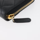 CHANEL Matelasse Long Wallet Lamb Skin Black Gold CC Auth 178384M-12