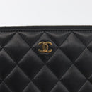 CHANEL Matelasse Long Wallet Lamb Skin Black Gold CC Auth 178384M-13