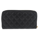 CHANEL Matelasse Long Wallet Lamb Skin Black Gold CC Auth 178384M-3