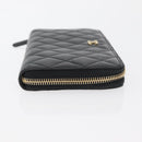 CHANEL Matelasse Long Wallet Lamb Skin Black Gold CC Auth 178384M-4