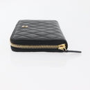 CHANEL Matelasse Long Wallet Lamb Skin Black Gold CC Auth 178384M-5