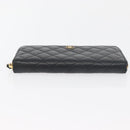CHANEL Matelasse Long Wallet Lamb Skin Black Gold CC Auth 178384M-7