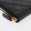 CHANEL Matelasse Long Wallet Lamb Skin Black Gold CC Auth 178384M-8