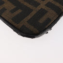 FENDI Zucca Canvas Coin Purse Brown Black Auth 178390-15