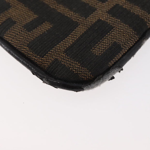 FENDI Zucca Canvas Coin Purse Brown Black Auth 178390