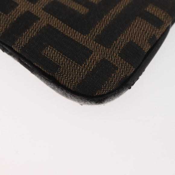 FENDI Zucca Canvas Coin Purse Brown Black Auth 178390
