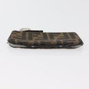 FENDI Zucca Canvas Coin Purse Brown Black Auth 178390-5