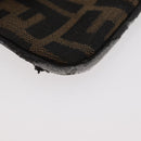 FENDI Zucca Canvas Coin Purse Brown Black Auth 178390-8