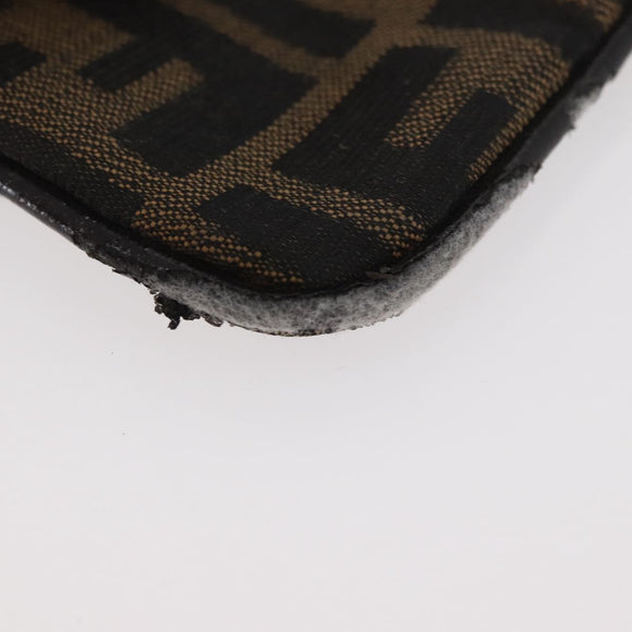 FENDI Zucca Canvas Coin Purse Brown Black Auth 178390