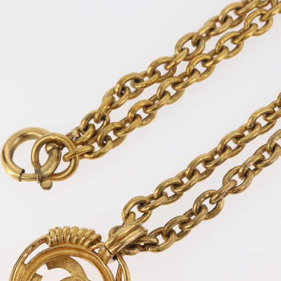 CHANEL COCO Mark Necklace metal Gold CC Auth 178394M