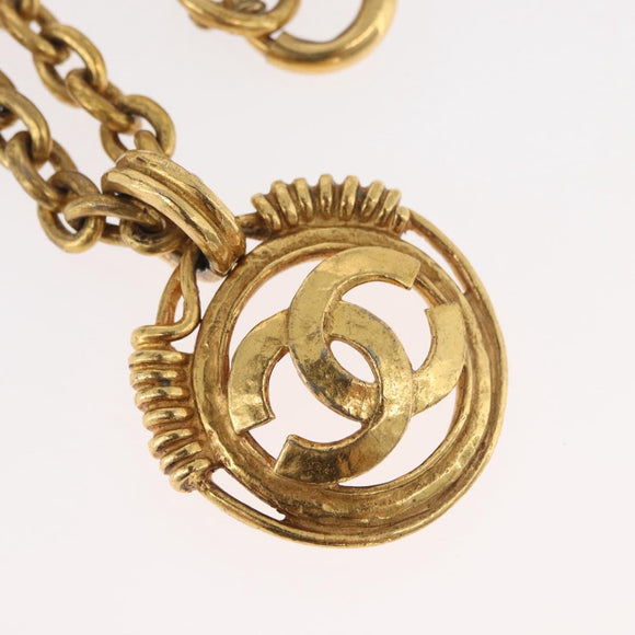 CHANEL COCO Mark Necklace metal Gold CC Auth 178394M