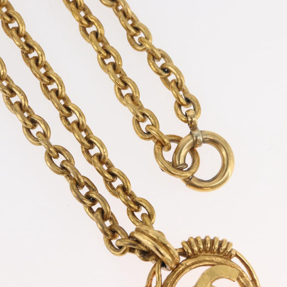 CHANEL COCO Mark Necklace metal Gold CC Auth 178394M