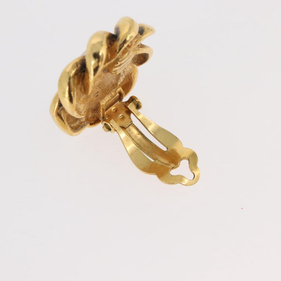 CHANEL Earring metal Gold CC Auth 178396